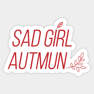 Sad Girl Autumn in Red Sticker